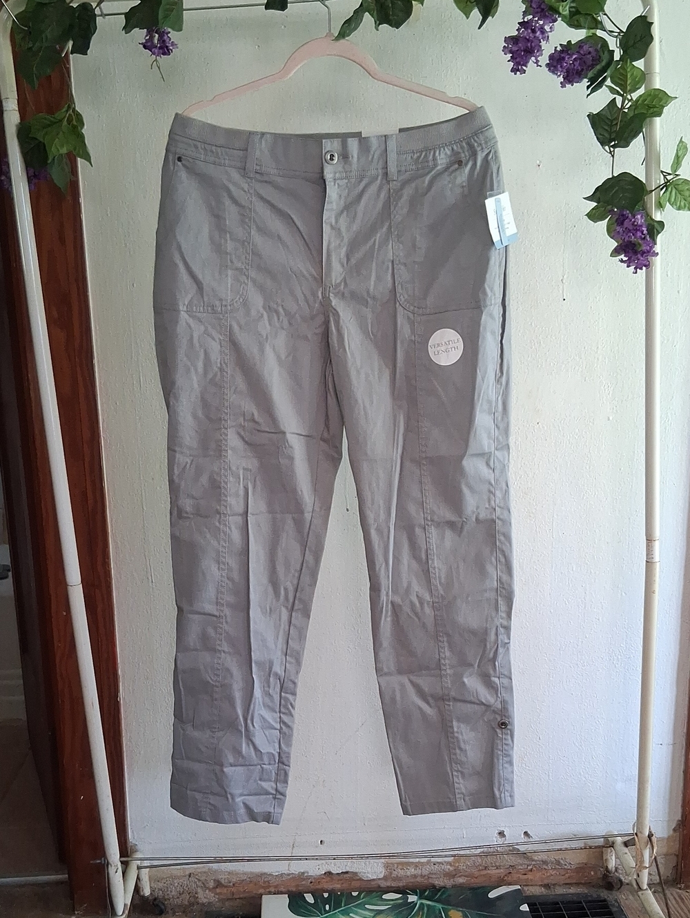 Casual Gray Lightweight Utility Pants Adjustable Length